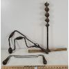 Image 1 : LOT OF 3 - ANTIQUE TOOLS - INCL T HANDLE BIT, HAND BRACE & 10 INCH LOG PLANER / CARVERS DRAWKNIFE