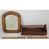 Image 1 : LOT OF 2 - OBLONG WOODEN MIRROR & TOTE BOX