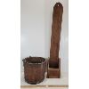Image 1 : LOT OF 2 - PRIMITIVE SALT BOX & WATER BUCKET W/ HANDLE 