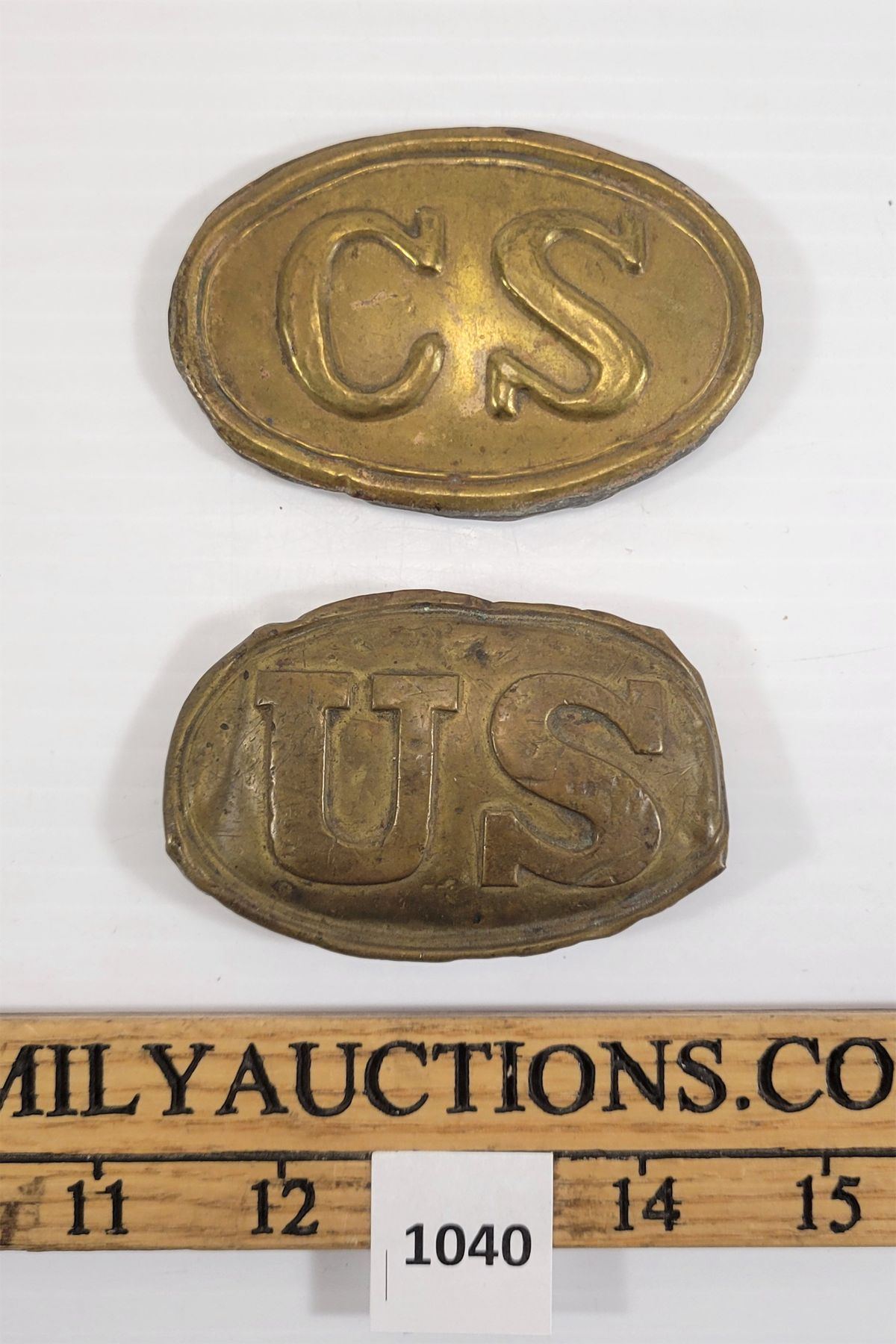 Cs Rope Border Buckle LOT OF 2 - US & CS BRASS BELT BUCKLES - Kidd Family Auctions