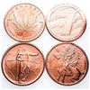 Image 1 : Group of 4 .999 Fine Pure Copper Rounds x 1 oz. Each
