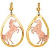 Image 1 : Copper Reflec tions - Hand Crafted by Designer "Tony" Gold Plate/ Copper Drop Earrings "REARING HORS