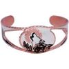 Image 1 : Copper Cut Out Bangle Cuff Bracelet - Silver Plate Diamond Cut Artist's Design - Howling Wolf 1