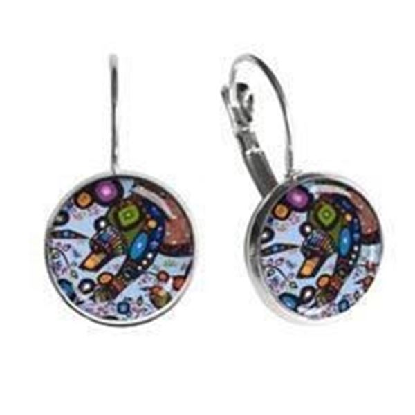 "John Rombough" Artist, Dome Style Earrings "The Bear"1