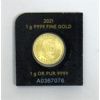 Image 2 : 1 Gram .9999 Fine Gold 2021 Maple Leaf Coin in Assay Card 