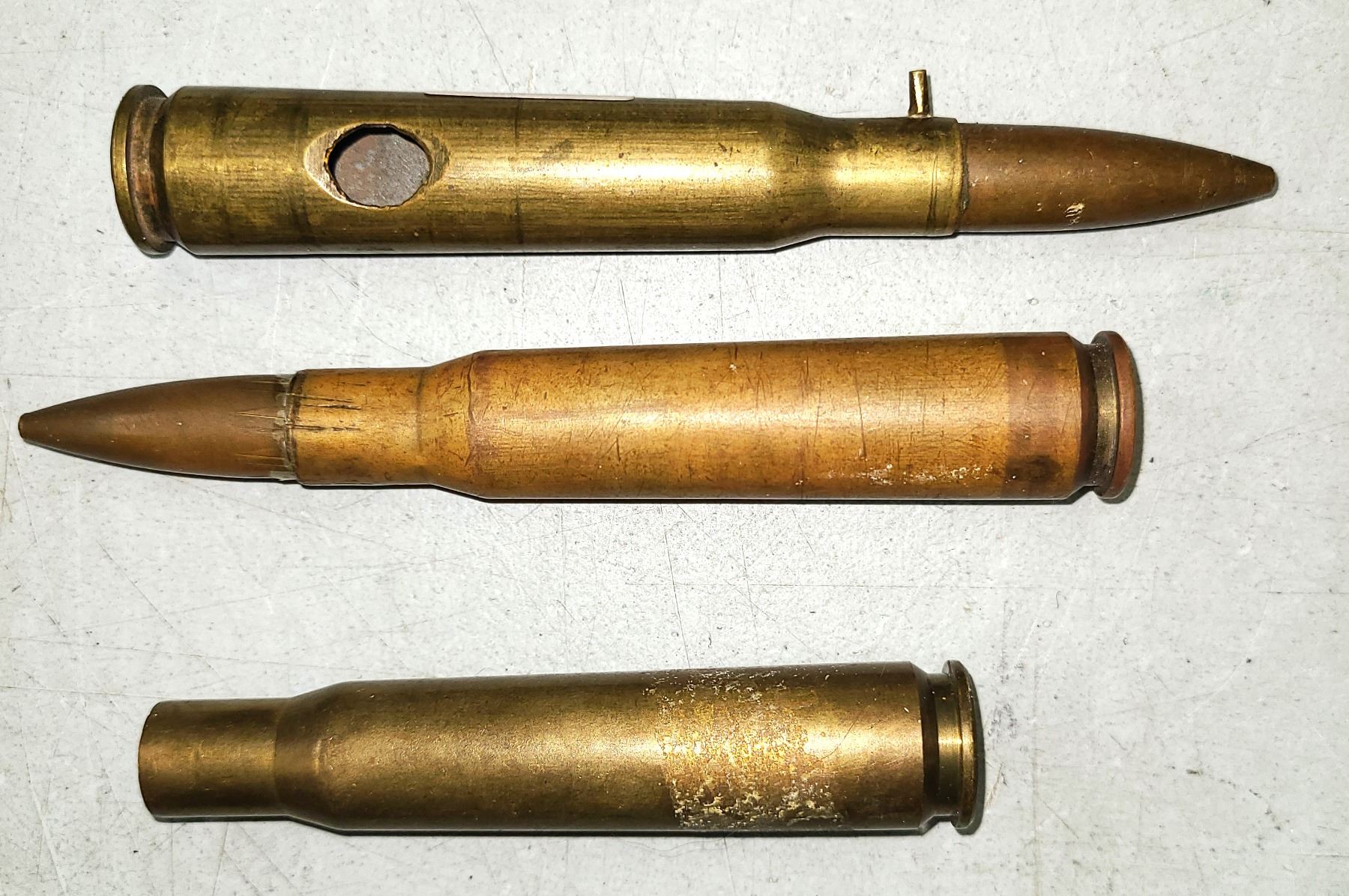 50 Cal Bullets - Inert Ammo - 2 complete 1 Brass only - Military Rounds