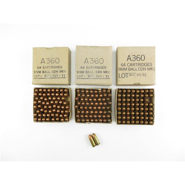 Candian Rifle Bullets Box CANADIAN MILITARY 9MM BALL AMMO LOT