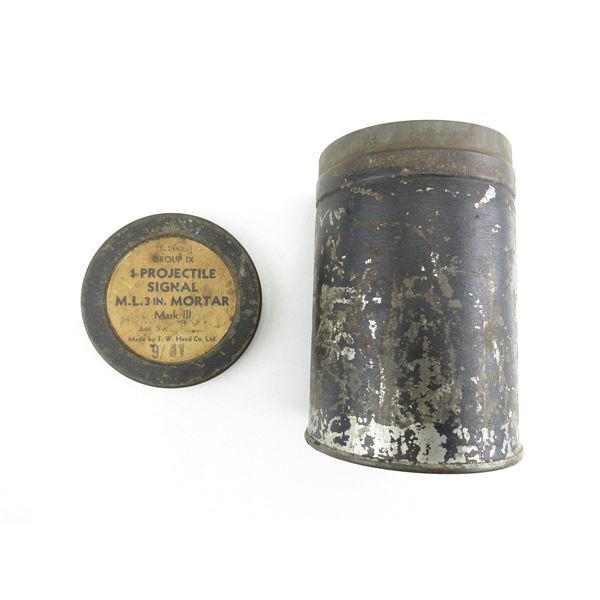 WWII BRITISH M.L. 3" MORTAR TIN