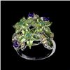 Image 1 : Natural Peridot Amethyst Emerald Sapphire Ring