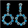 Image 1 : Natural Blue Apatite Blue Opal Earrings