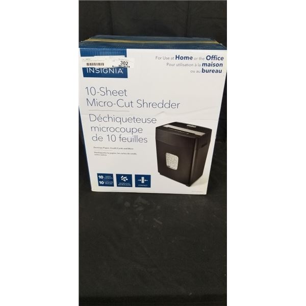 AS NEW INSIGNIA 10 SHEET MICRO CUT PAPER SHREDDER  TESTED AND WORKING - RETAIL $99