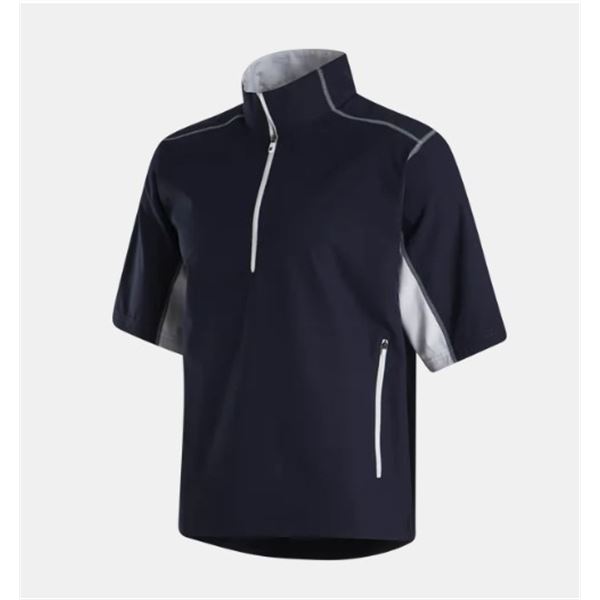 FootJoy HYDRO LITE X Uomo: Camicia Antipioggia Manica Corta Zip Nero/Blu (Taglia XL)