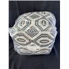 Image 3 : BRAND NEW STYLE IN FORM "BOHEMIAN AGRA POUF"  BLUE/NATURAL, 20.5 INCH SQUARE - RETAIL $199