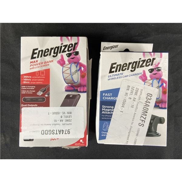 ENERGIZER MAX POWER BANK W/ LCD SCREEN AND  ULTIMATE WIRELESS CAR CHARGER