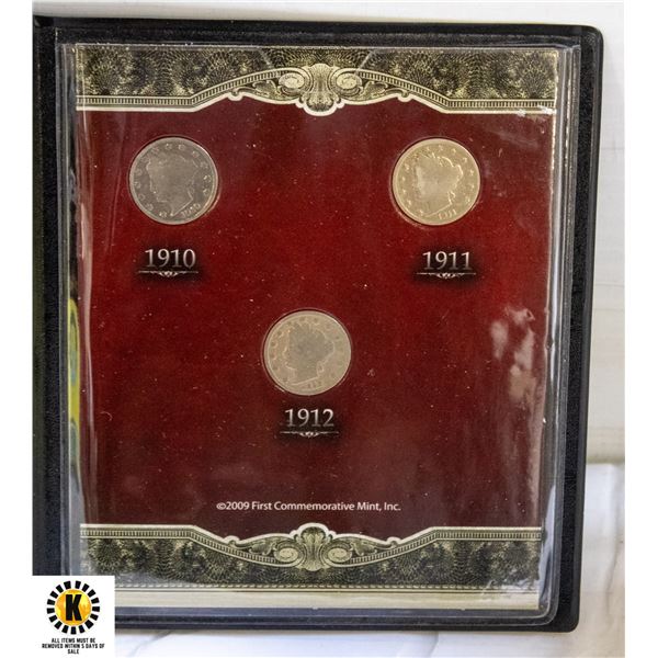 1910-1912 LAST 3 YEARS OF U.S.A "V" NICKELS