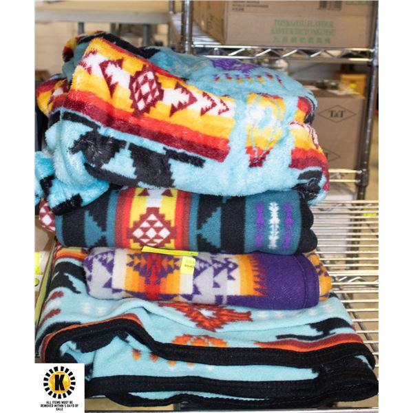 4 INDIGINOUS BLANKETS VARIOUS SIZES