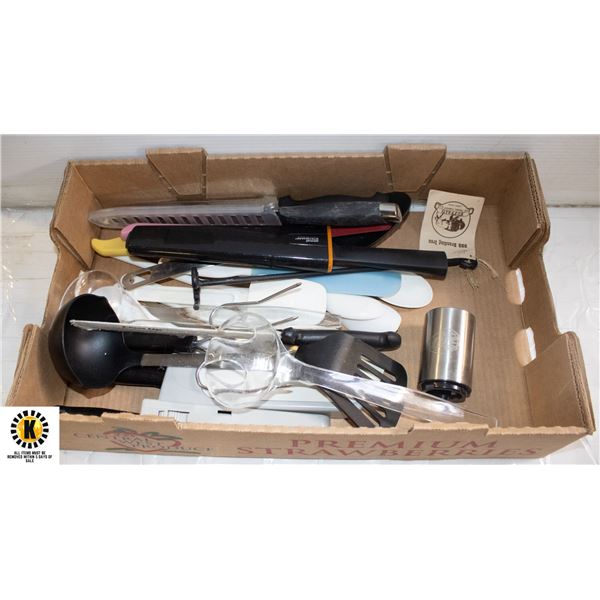 FLAT OF VARIOUS KITCHEN UTENSILS