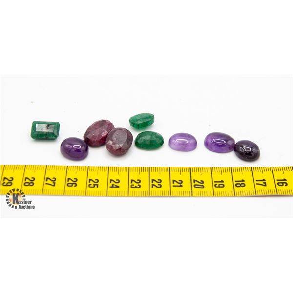 #67-AMETHYST ,RUBY,EMERALD GEMSTONE 97.55 CT