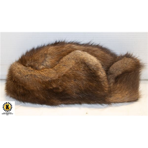 VINTAGE BEAVER FUR TRAPPER STYLE HAT