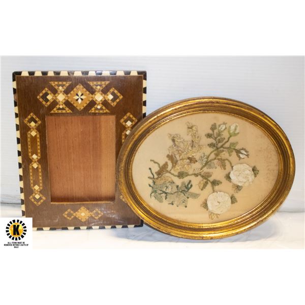 VINTAGE OVAL PRESSED FLOWERS & ANTIQUE