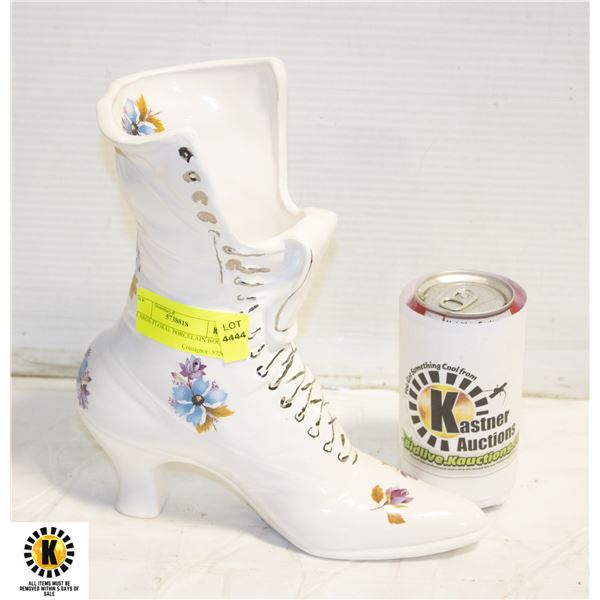 LARGE FLORAL PORCELAIN BOOT
