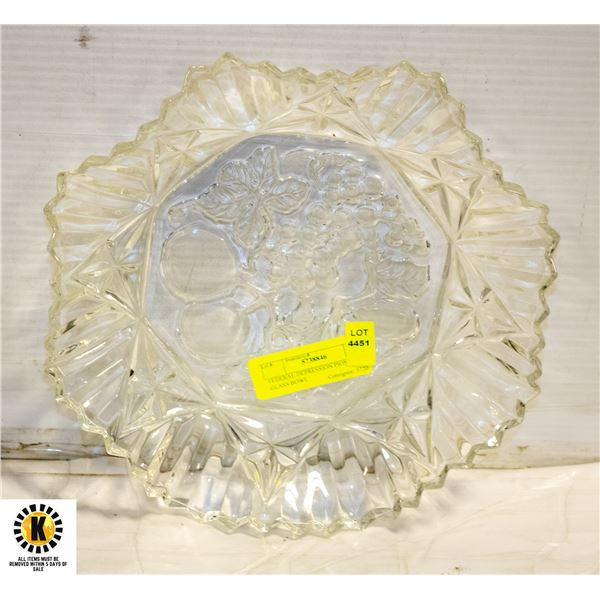 FEDERAL DEPRESSION PIONEER 11" GLASS BOWL