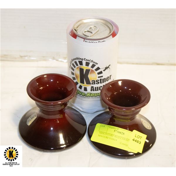 MIDCENTURY RED CANADIANA MINITURE VASES