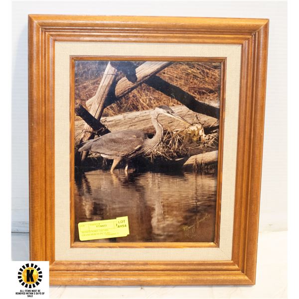 SIGNED MARY JACOBS CRANE/HERON PICTURE