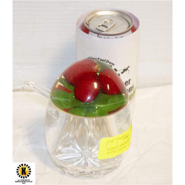 ACRYLIC "RASPBERRY" JAM JAR WITTH 2 SPOONS