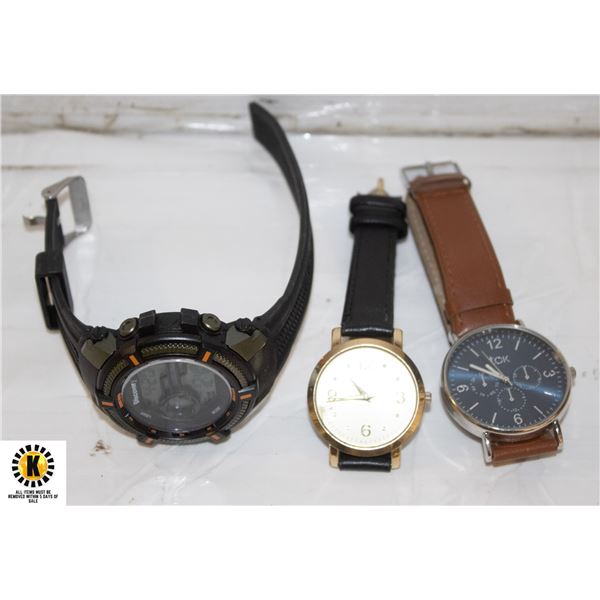 MENS DISCOVERY WATCH AND 2 LEATHER STRAP WATCHES