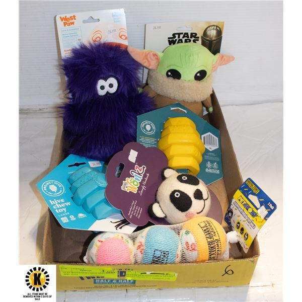 FLAT WITH 6 NEW LARGE BREED DOG TOYS