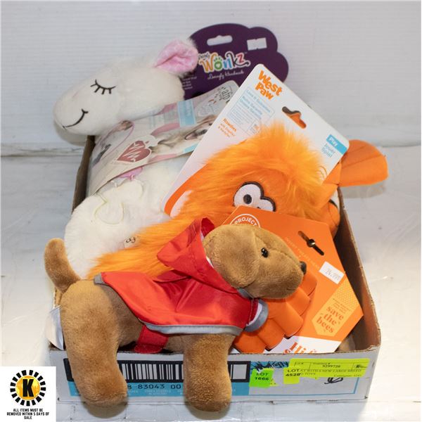 FLAT WITH 6 NEW LARGE BREED DOG TOYS