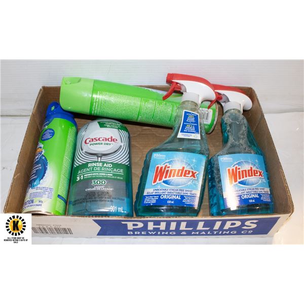 FLAT OF SURPLUS CLEANERS