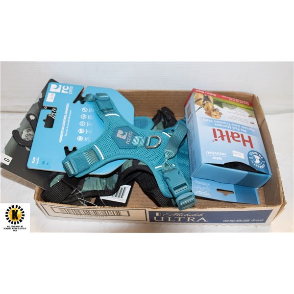 FLAT WITH 2 LARGE/MEDIUM BREED HARNESSES