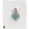 Image 1 : #251-UNHEATED GREEN EMERALD & CZ PENDANT