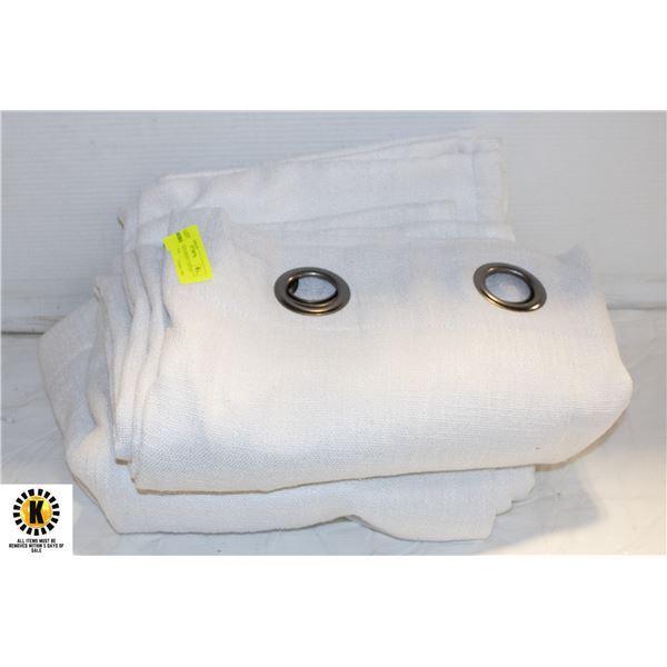 PAIR OF THICK WHITE CURTAIN PANELS 48 X 84
