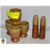 Image 1 : MADE IN JAPAN - 4 WOODEN & CERAMIC EGGCUPS