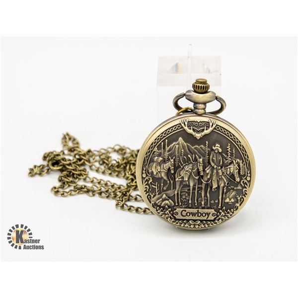 #645-BRAND NEW BRONZE TONE POCKET WATCH