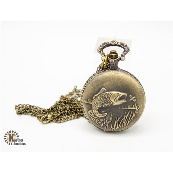 #644-BRAND NEW BRONZE TONE POCKET WATCH