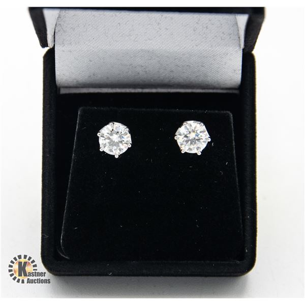 #646-GRA CERTIFIED PAIR OF SILVER EARRINGS WITH 2.
