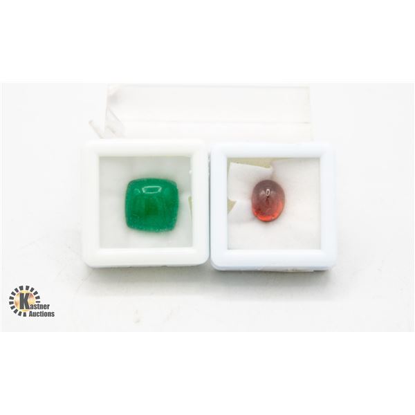 #206-GREEN AGATE 8.35CT & RED GARNET 5.10CT GEMSTO