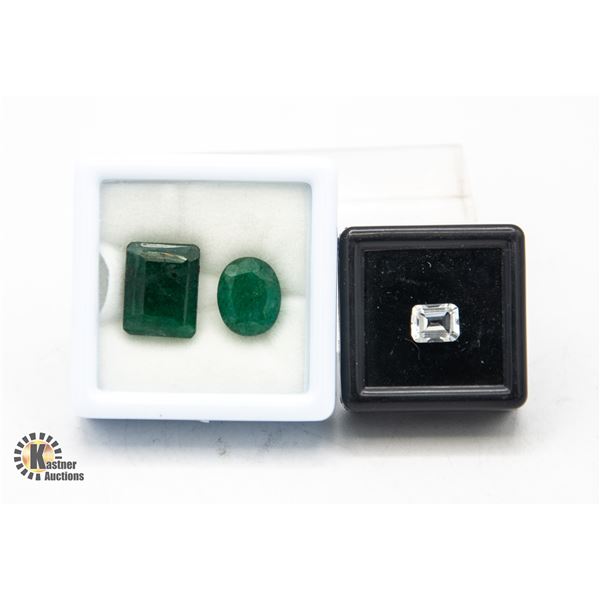 #194-WHITE TOPAZ 1.60CT & EMERALD 18.70CT GEMSTONE