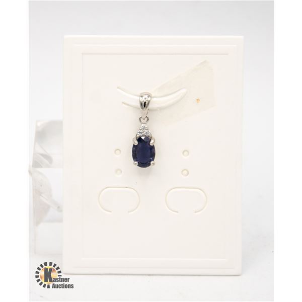 #261-UNHEATD BLUE IOLITE & CZ PENDANT