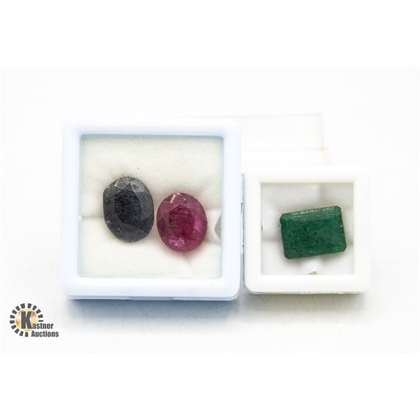 #183-SAPPHIRE& RED BERYLE 22.85CT ,EMERALD 10.30CT