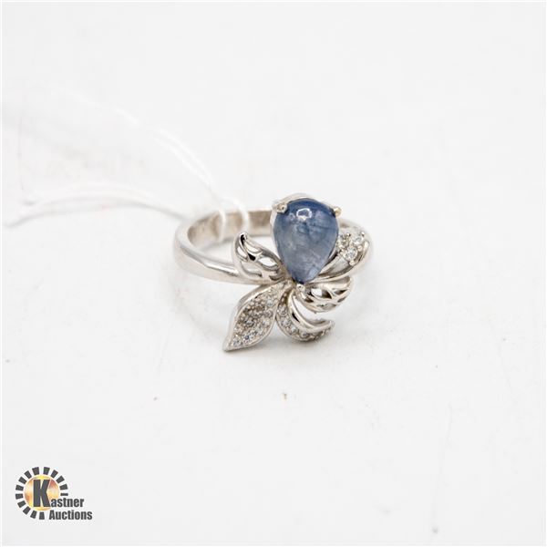 #250-UNHEATED TANZANITE & CZ RING SIZE 7.25