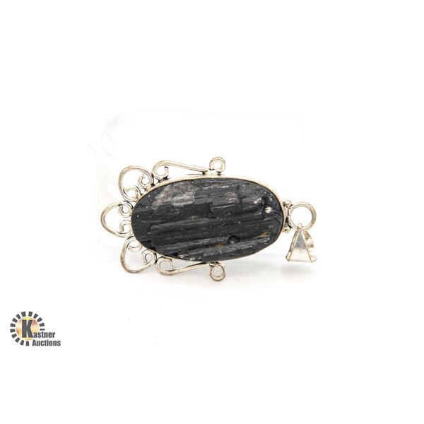 #278- NATURAL BLACK TOURMALINE (RAW) PENDANT
