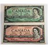 Image 1 : 10)  LOT OF 2 CANADIAN BANKNOTES, $1.00 CENTENNIAL