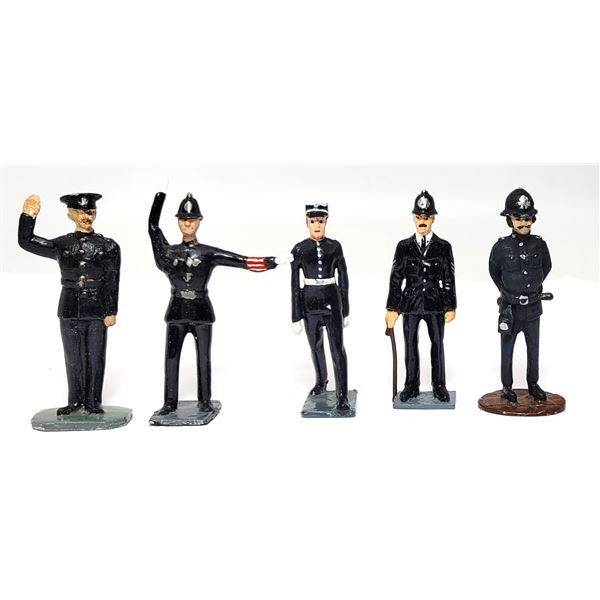 33)  LOT OF 6 HANDPAINTED BRITISH "BOBBIES" META