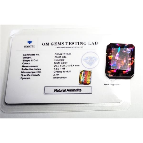 3) NATURAL EMERALD CUT  MULTI COLORED AMMOLITE