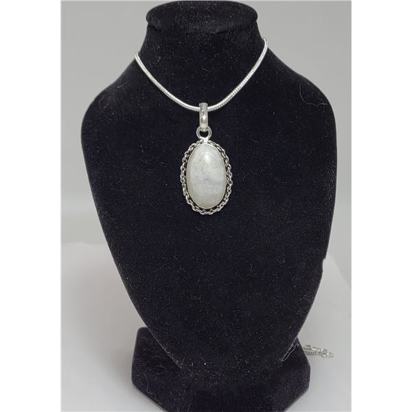 26)  OVAL MOONSTONE PENDANT SET IN 925 STAMPED
